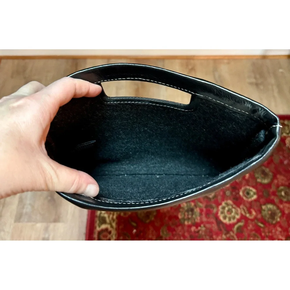 Banana Republic Gray Wool Blend Leather Trim‎ Handle Clutch